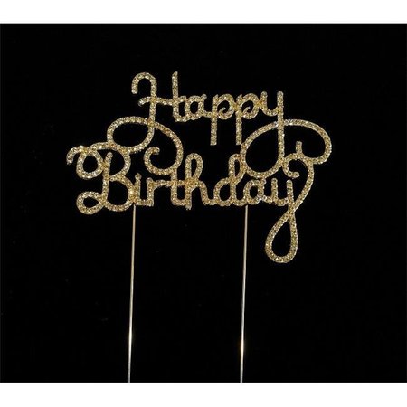 TIAN SWEET Tian Sweet 33014-HB2g Scripted Happy Birthday Rhinestone Cake Toppers - Gold 33014-HB2g
